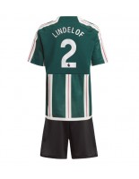 Manchester United Victor Lindelof #2 Vieraspaita Lasten 2023-24 Lyhythihainen (+ shortsit)